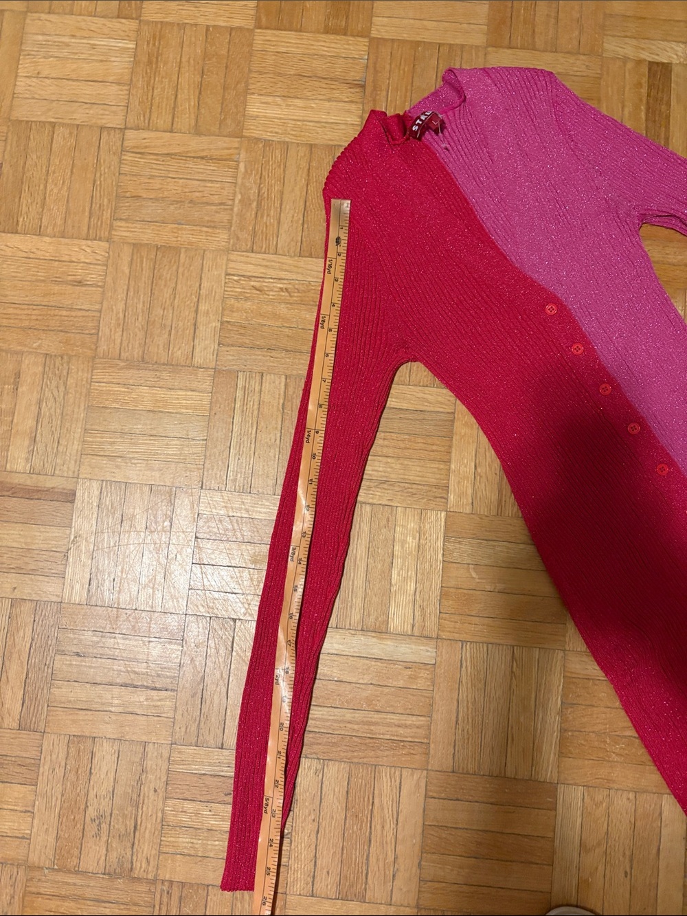 Staud Two-Tone Pink & Fuchsia Long Button-Front Knit Dress - Picture 5 of 13